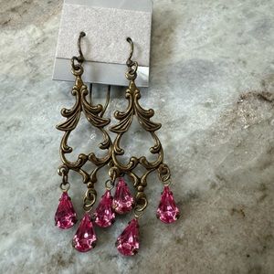 Antique brass chandelier earrings